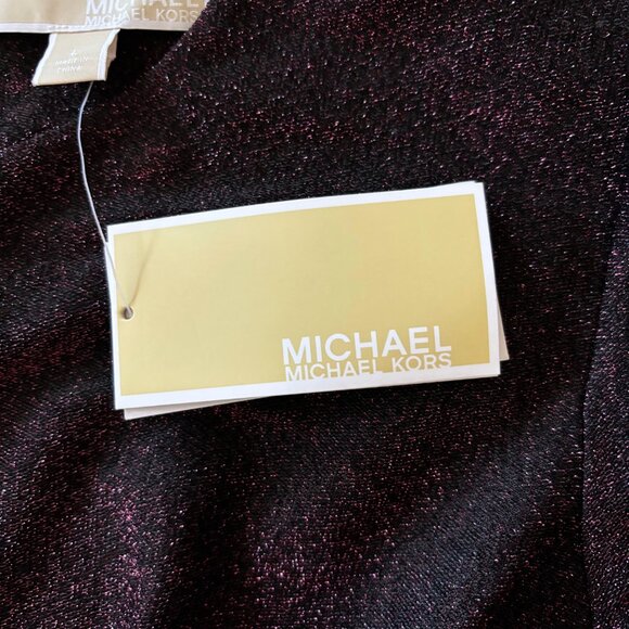 Michael Kors Metallic Twist Front Sheath Midi Dress Size Large Holiday Party - Picture 7 of 17